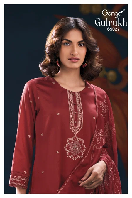 Gulrukh 5027 By Ganga Cotton Satin Designer Plzzo Suits
